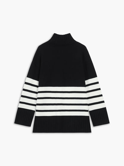 Colette – Striped Mock Neck Sweater