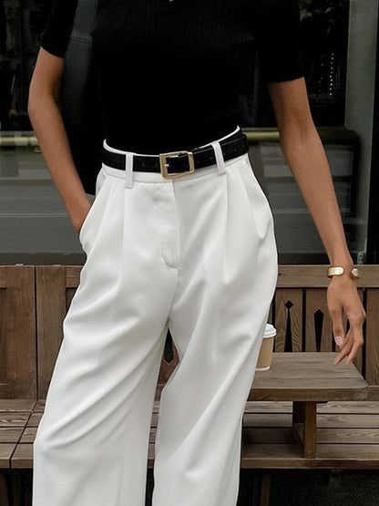 Marlene – Wide-Leg Fabric Pants Without Belt
