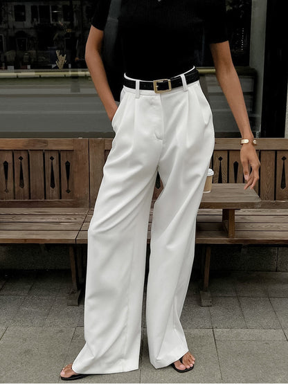 Marlene – Wide-Leg Fabric Pants Without Belt