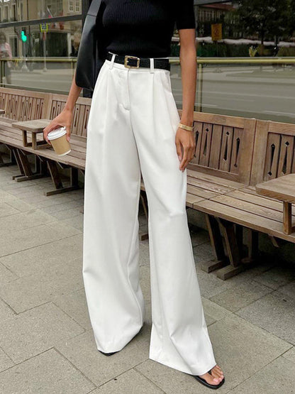 Marlene – Wide-Leg Fabric Pants Without Belt