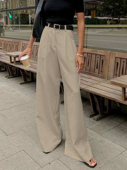 Marlene – Wide-Leg Fabric Pants Without Belt