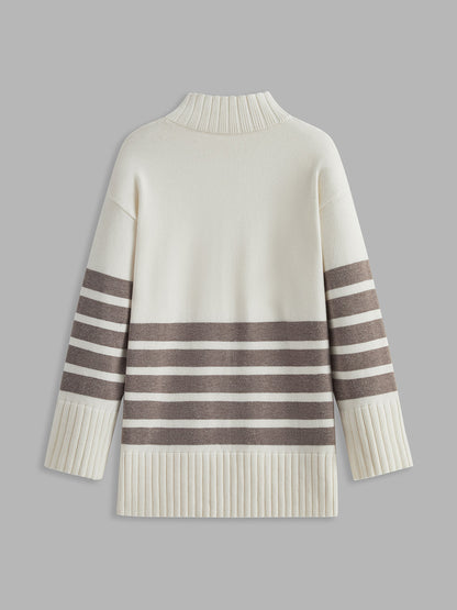 Colette – Striped Mock Neck Sweater