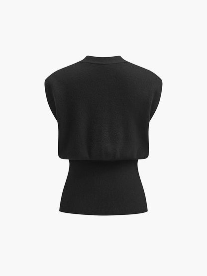 Annalena – V-neck Button Detail Knit Vest