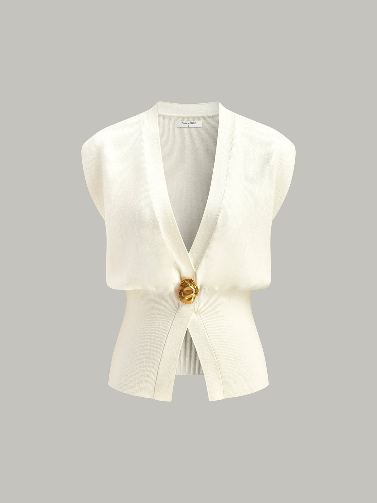 Annalena – V-Ausschnitt Knopfdetail Strickweste