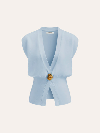Annalena – V-neck Button Detail Knit Vest
