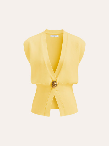 Annalena – V-neck Button Detail Knit Vest