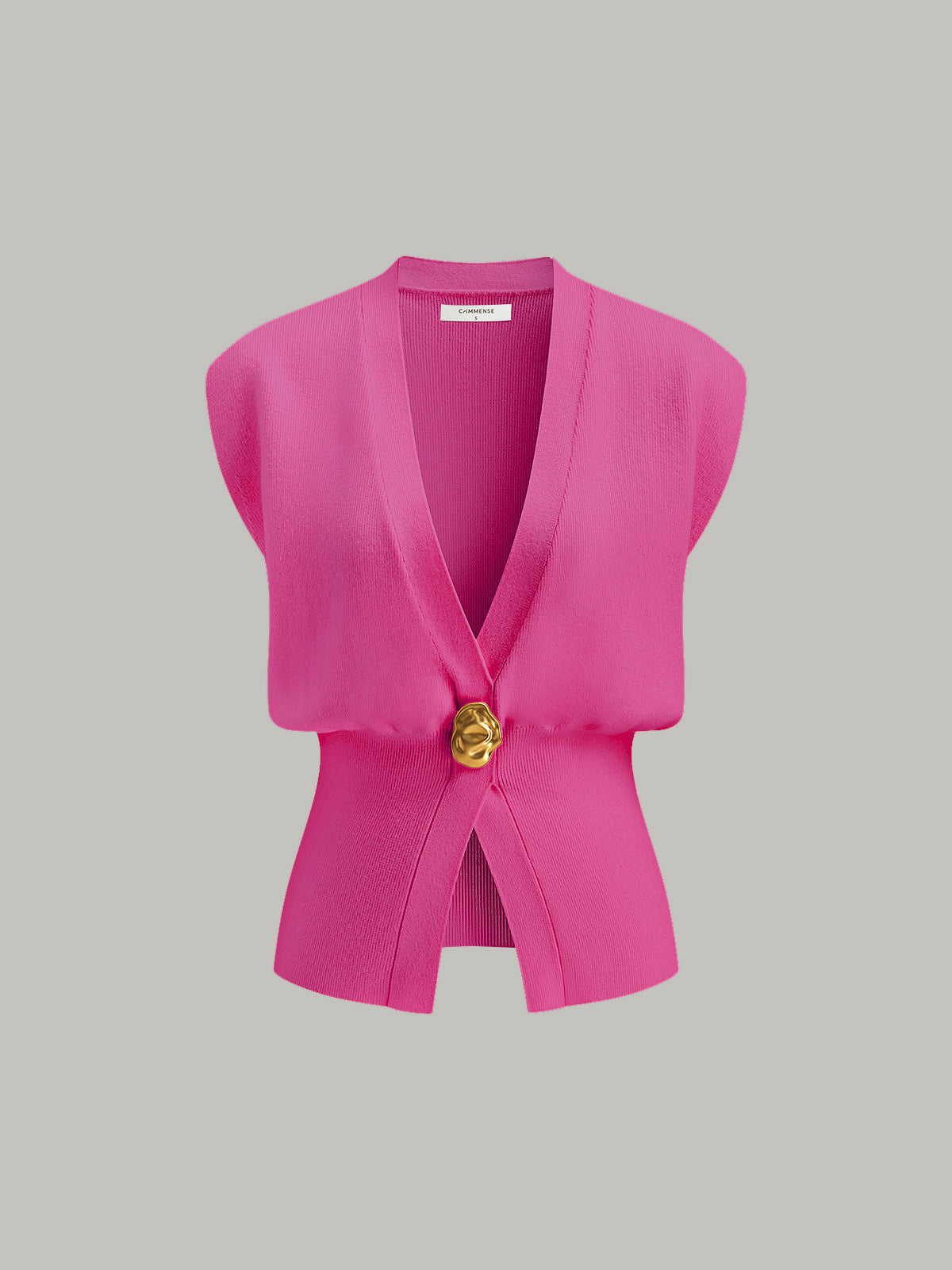 Annalena – V-Ausschnitt Knopfdetail Strickweste