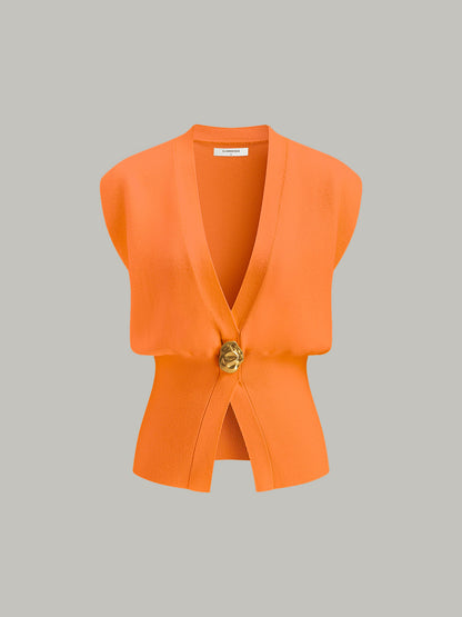 Annalena – V-neck Button Detail Knit Vest