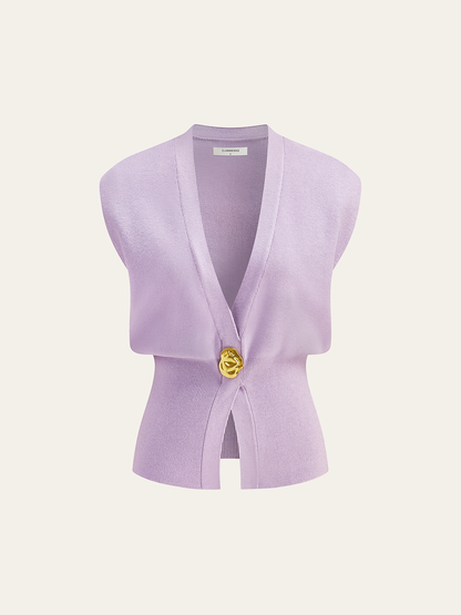 Annalena – V-neck Button Detail Knit Vest