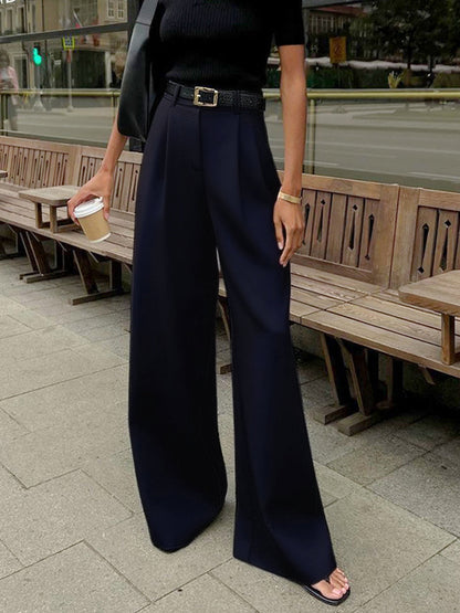 Marlene – Wide-Leg Fabric Pants Without Belt