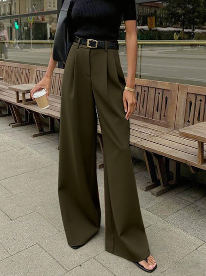 Marlene – Wide-Leg Fabric Pants Without Belt