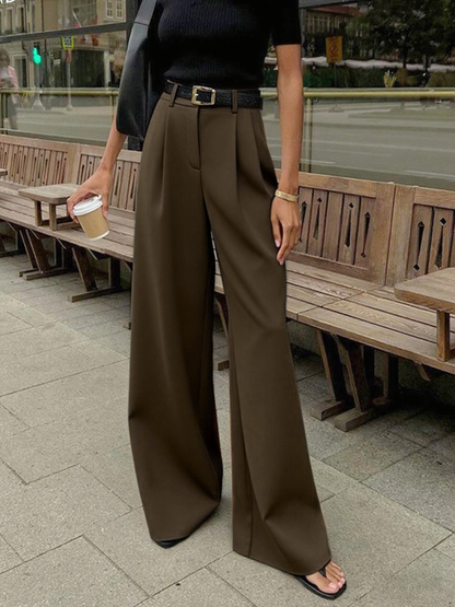 Marlene – Wide-Leg Fabric Pants Without Belt