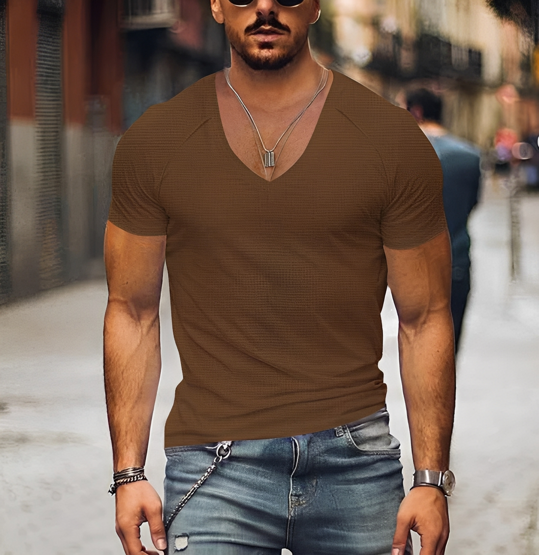 Rojan - Herren T-Shirt mit modernem V-Ausschnitt
