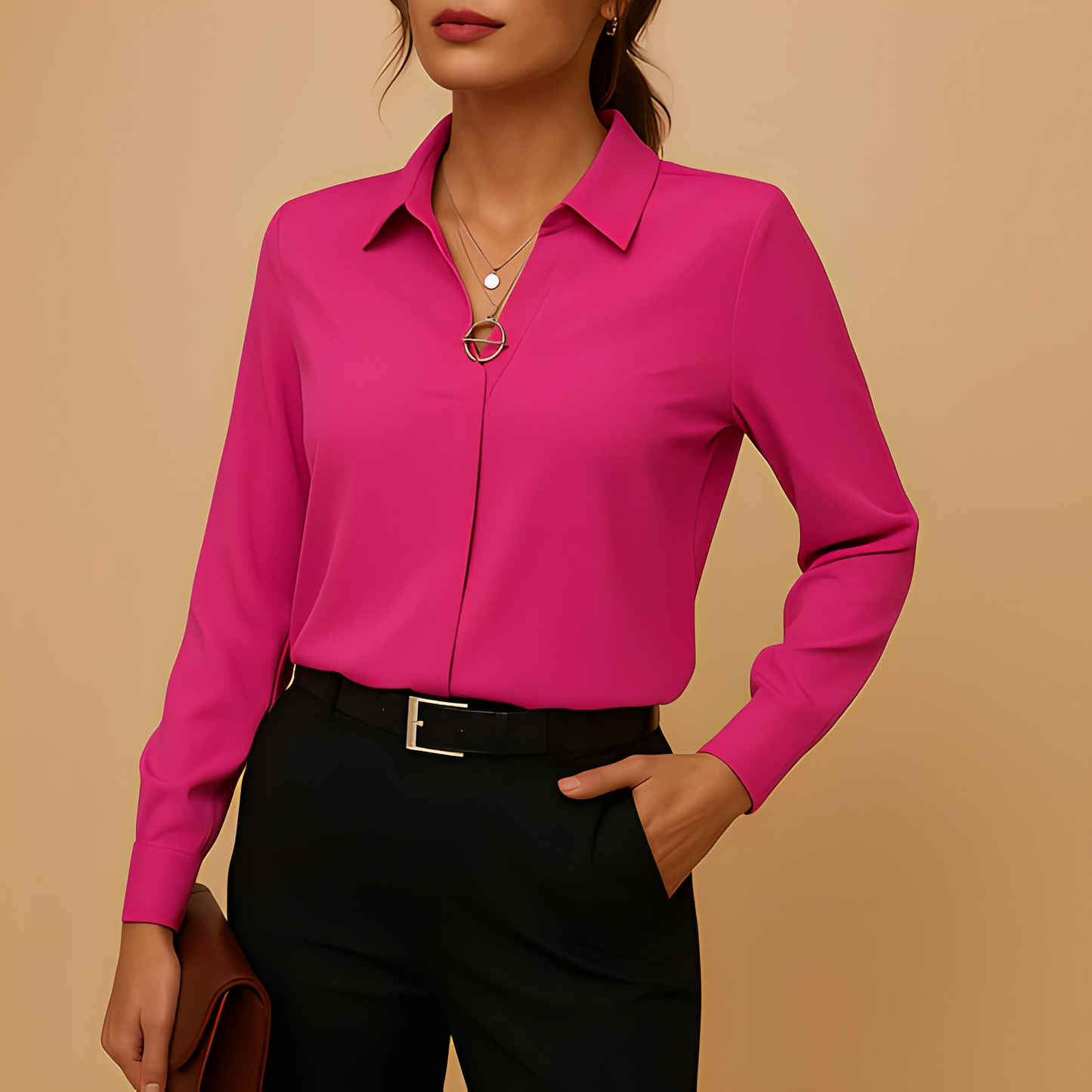 Aldith - Elegante Bluse mit langen Ärmeln und einfarbig für Damen