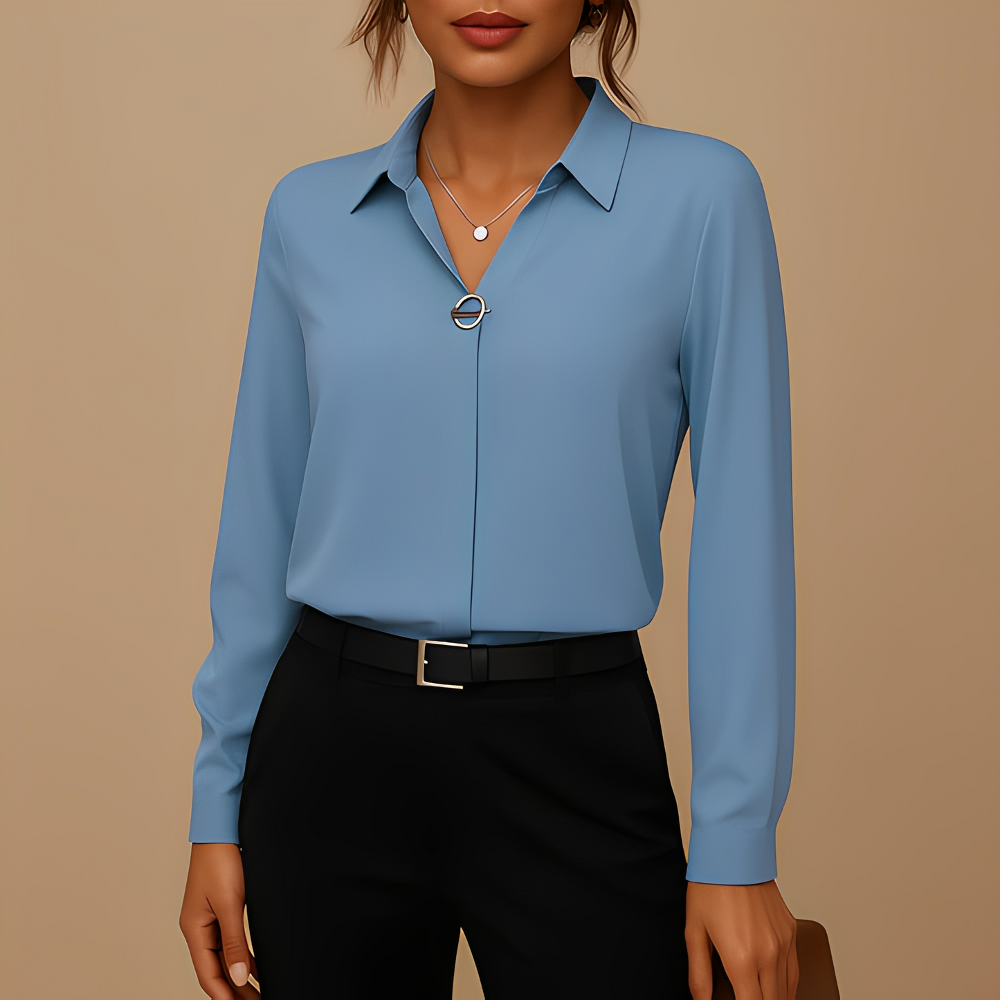Aldith - Elegante Bluse mit langen Ärmeln und einfarbig für Damen
