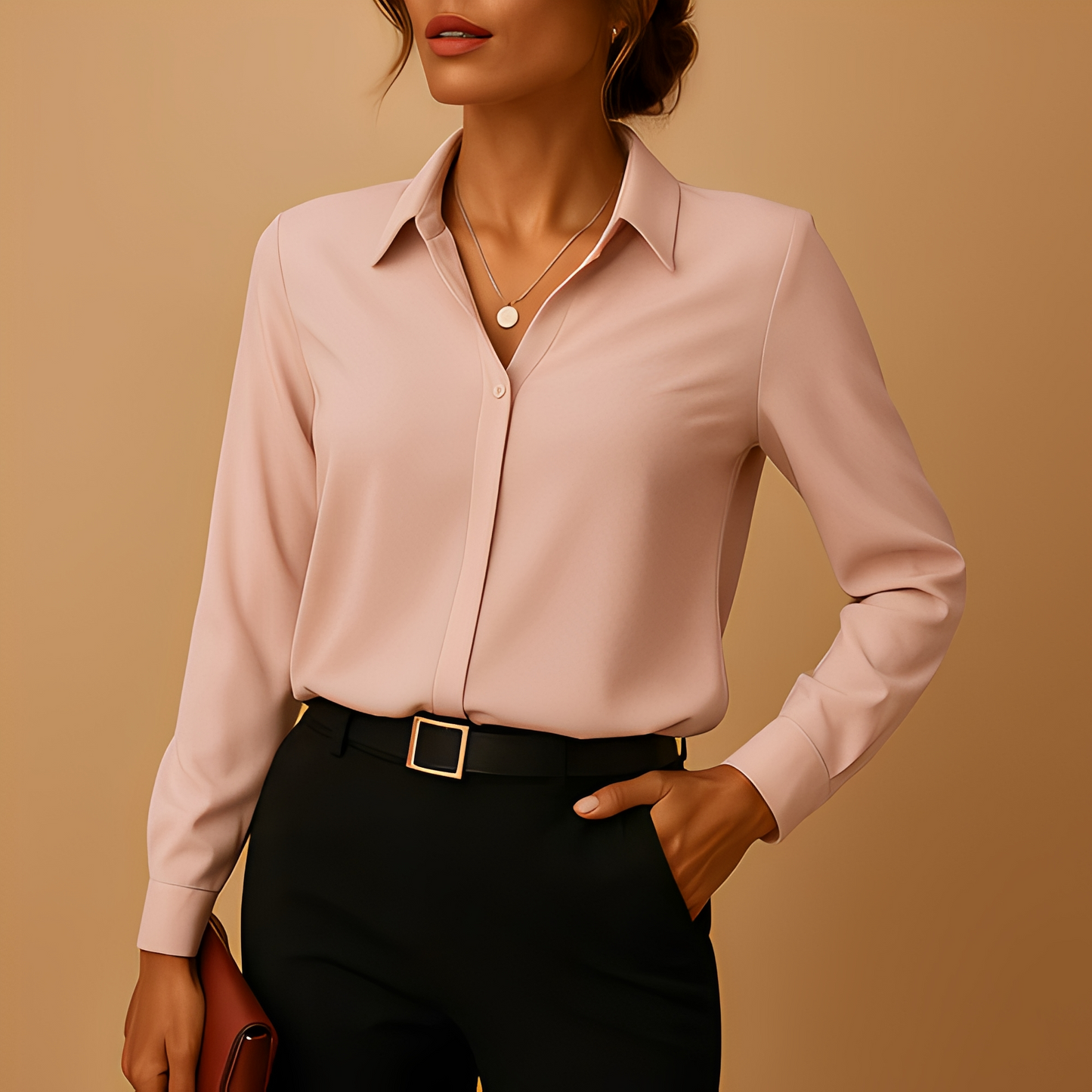 Aldith - Elegante Bluse mit langen Ärmeln und einfarbig für Damen