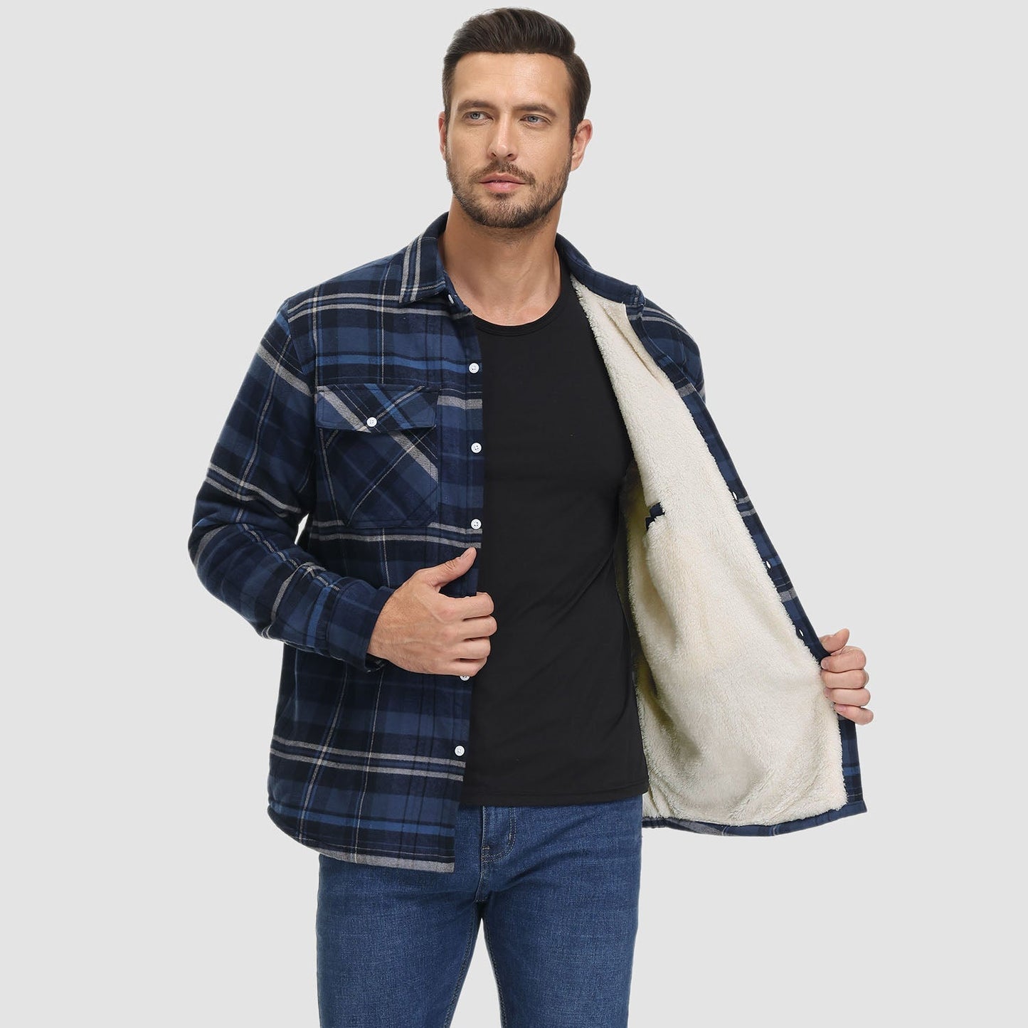 Marlon – Karierte Winter Overshirtjacke für Herren