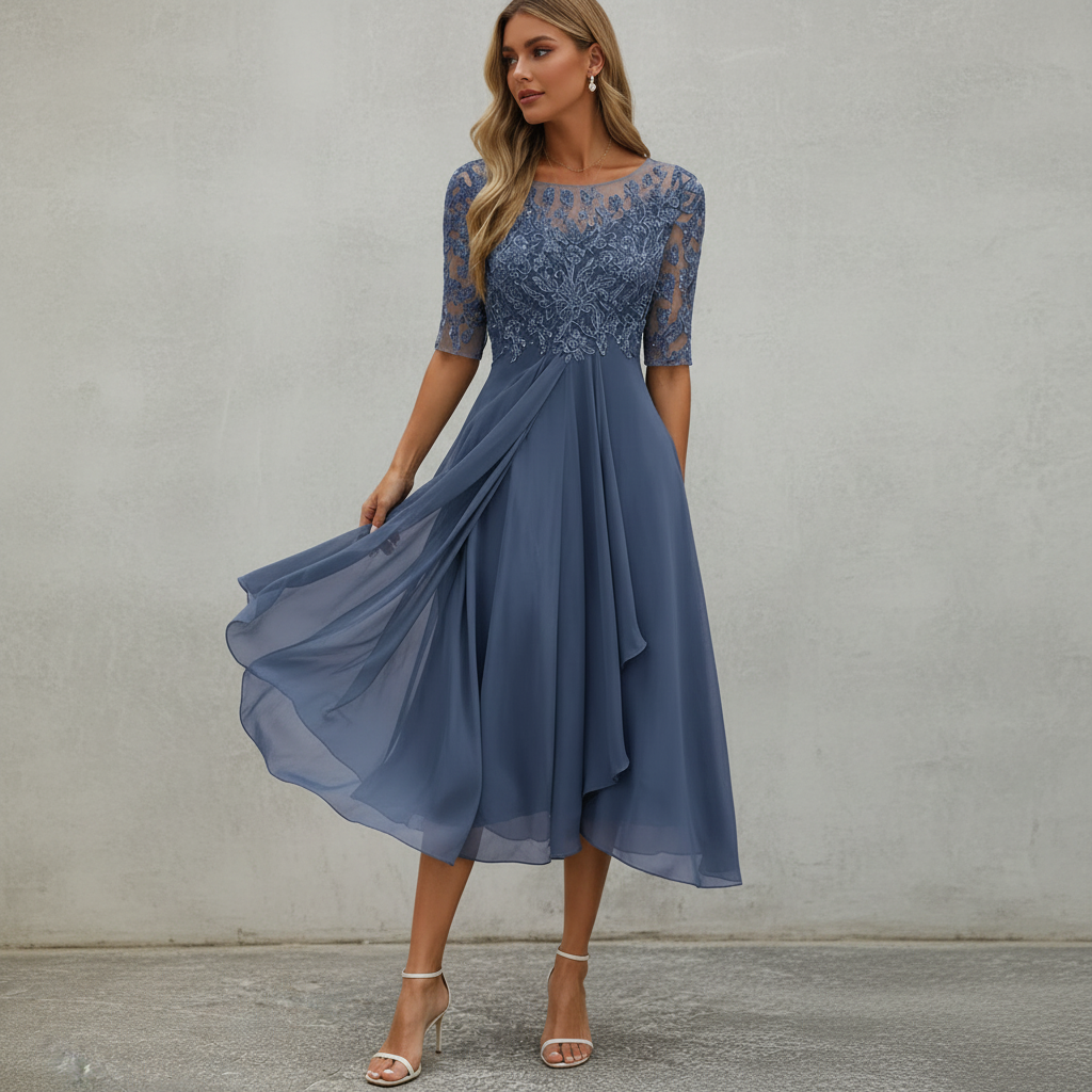 Yara - Schickes Chiffon-Midikleid