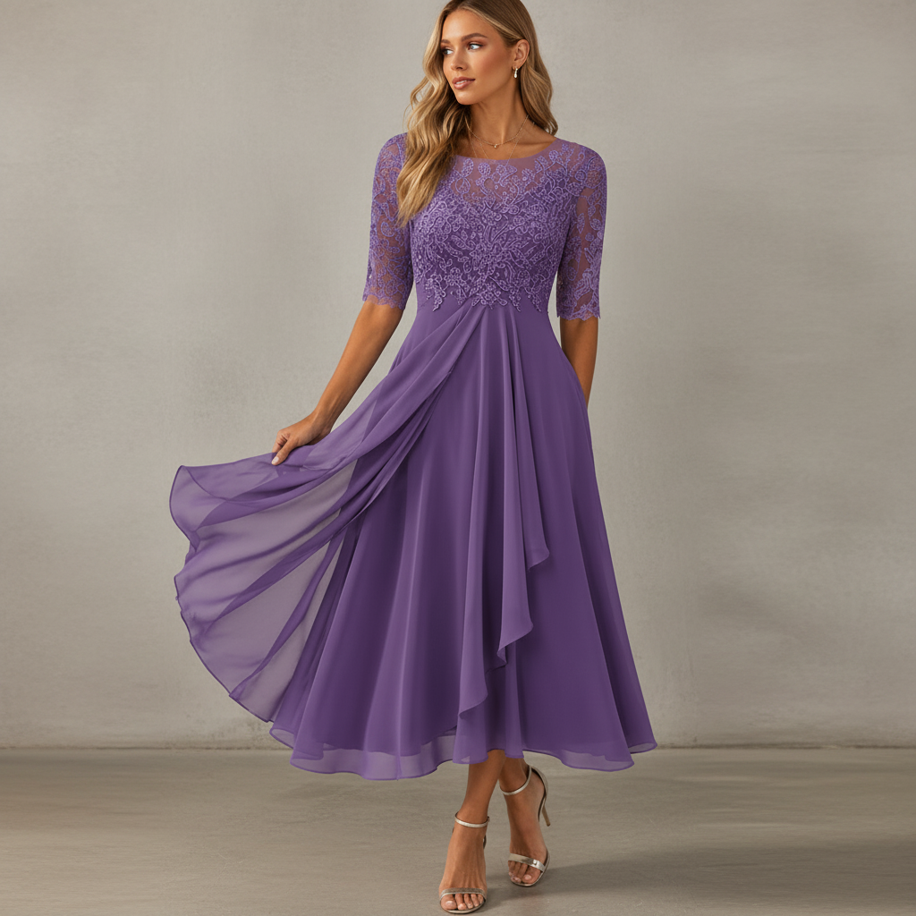 Yara - Schickes Chiffon-Midikleid