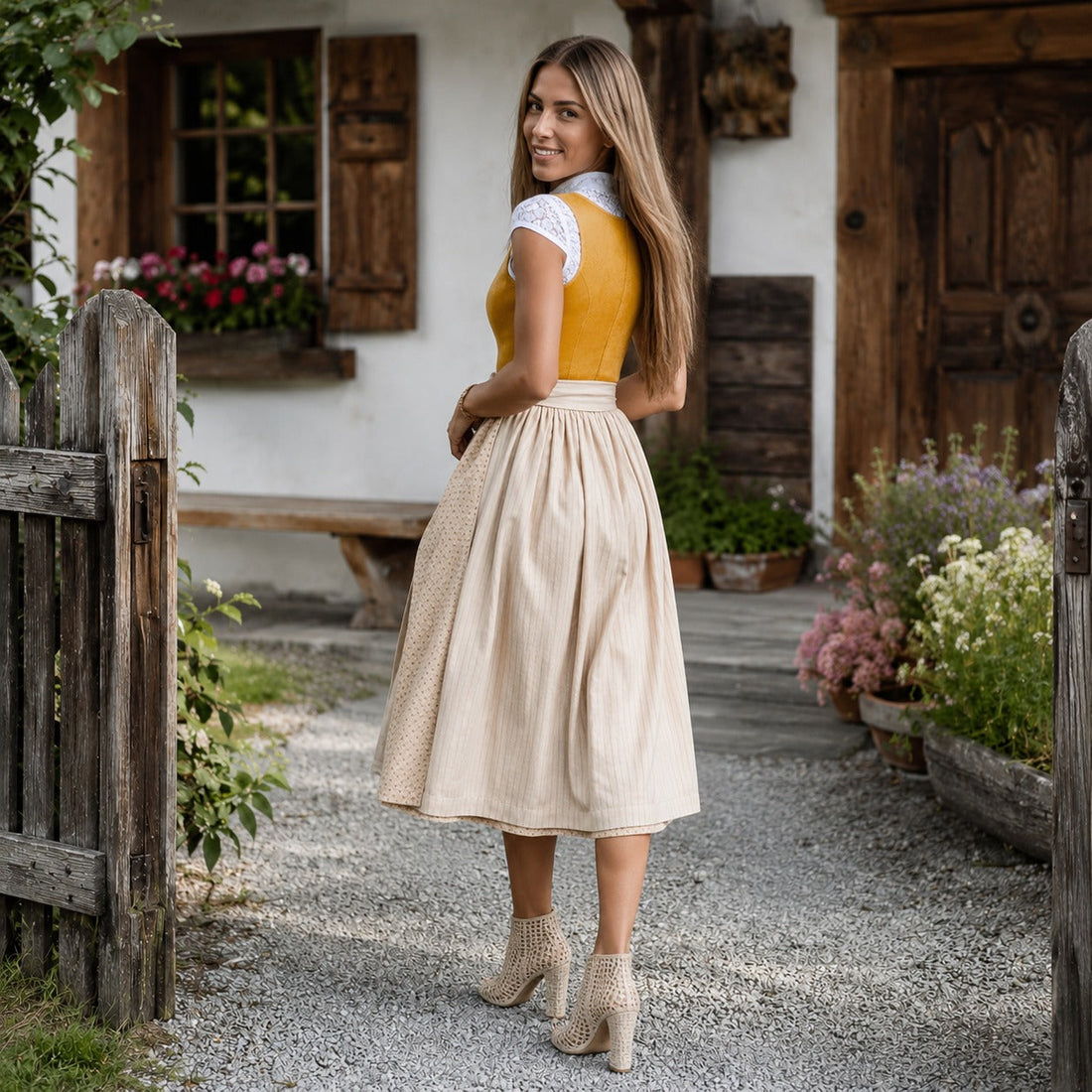 Jazmine - Traditionelles Oktoberfest-Kleid mit kurzen Ärmeln