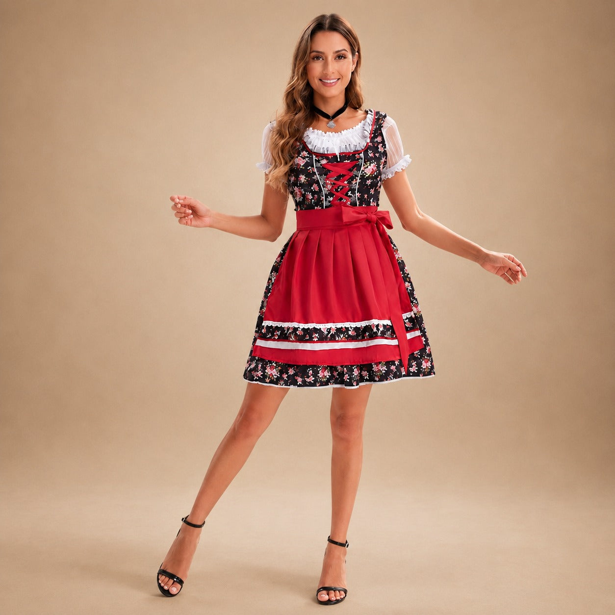 Angela - Schickes Oktoberfestkleid mit Blumendekor