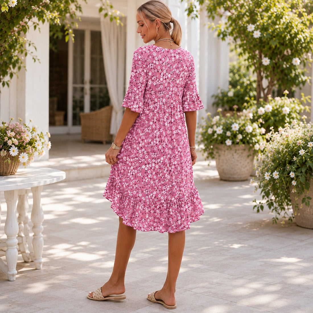 Lilian - Stilvolles Kleid mit Blumendruck und fließender Form