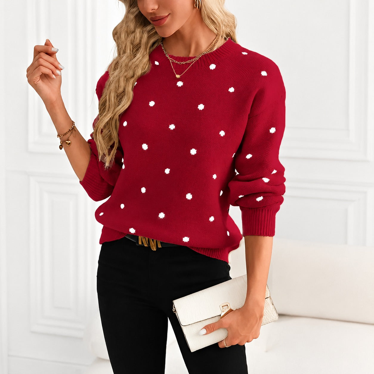 Karly - Damenpullover mit Polka-Dot-Muster