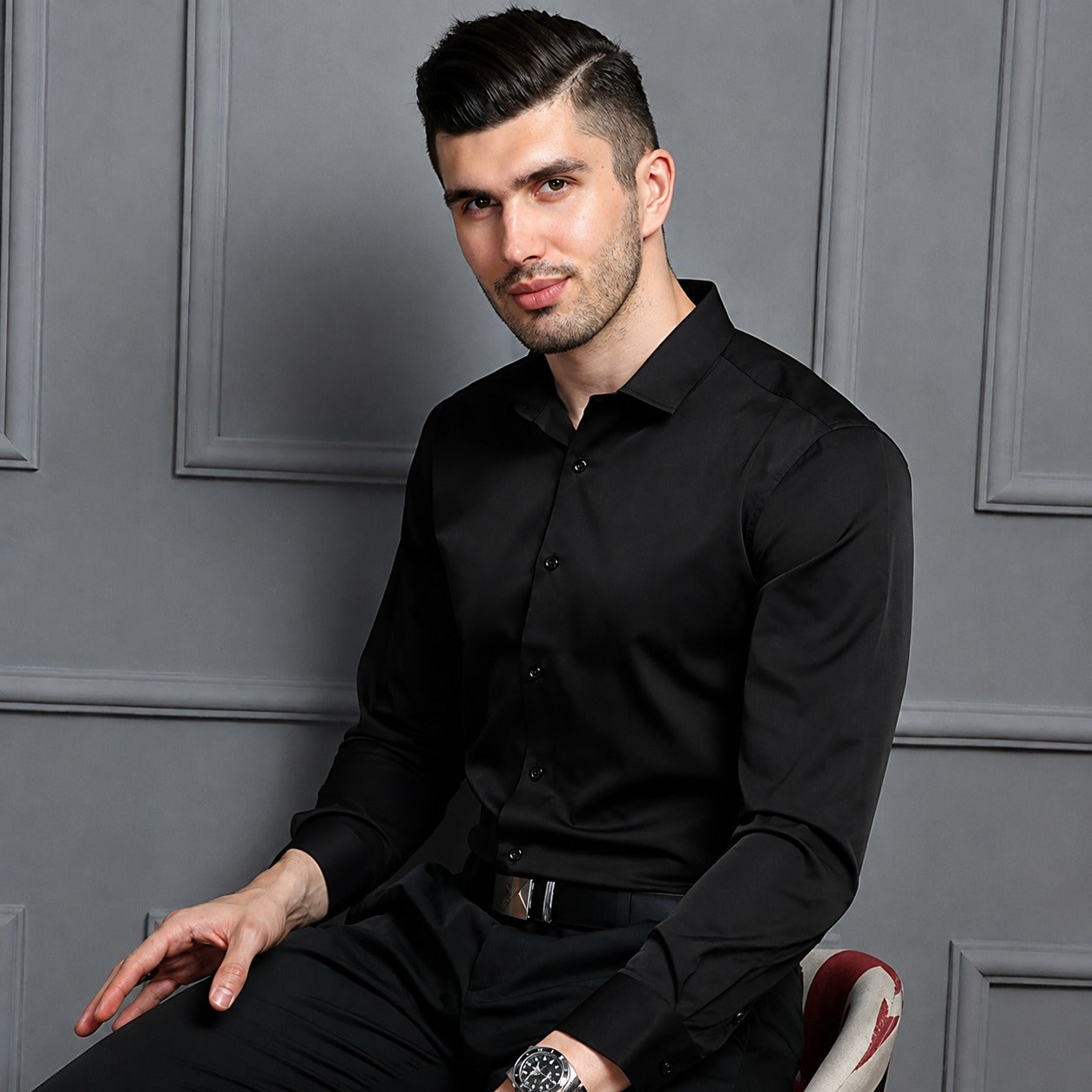 Hugo - Bequemes Herrenhemd aus Stretchstoff