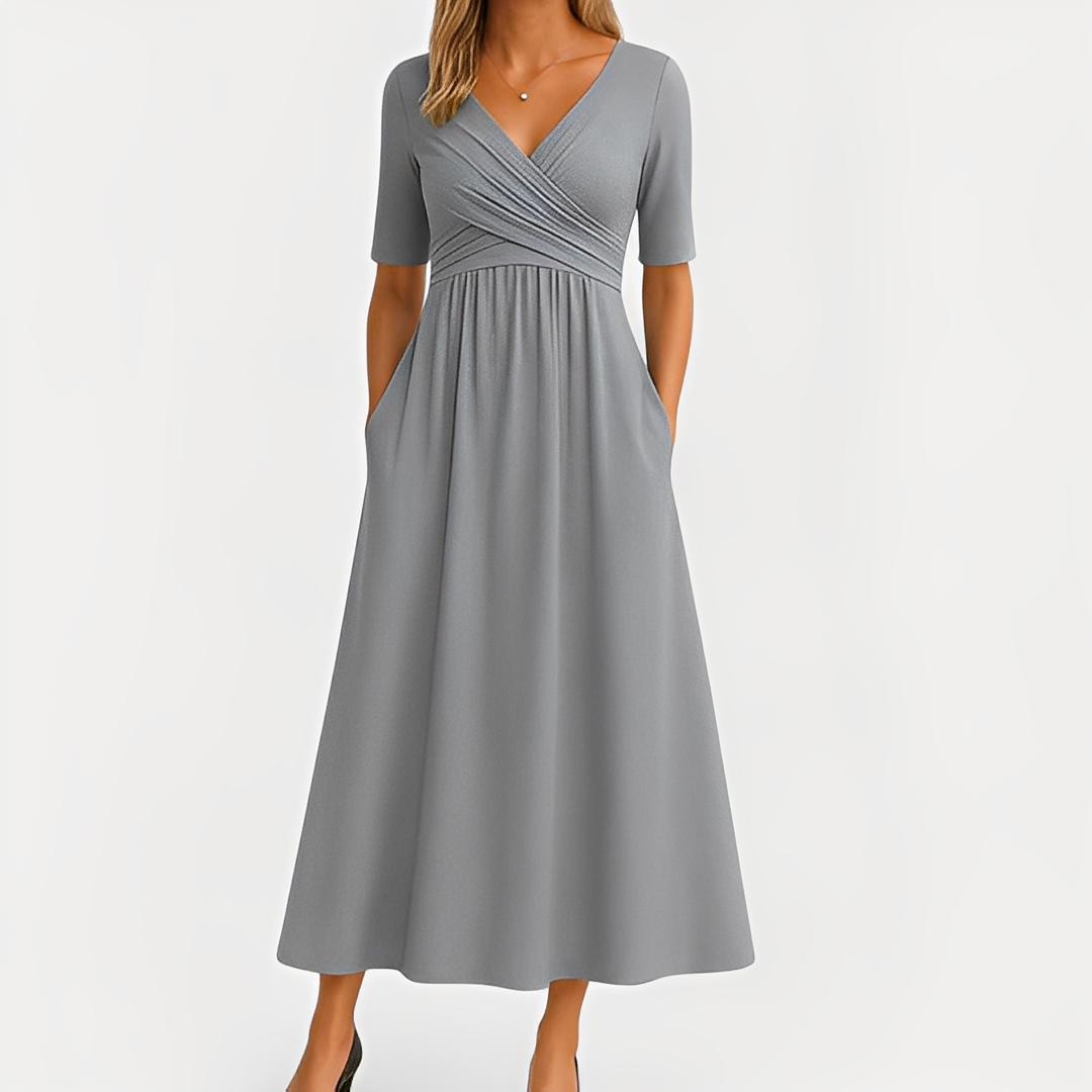 Maïka - Elegant Dress with V-Neck for Women