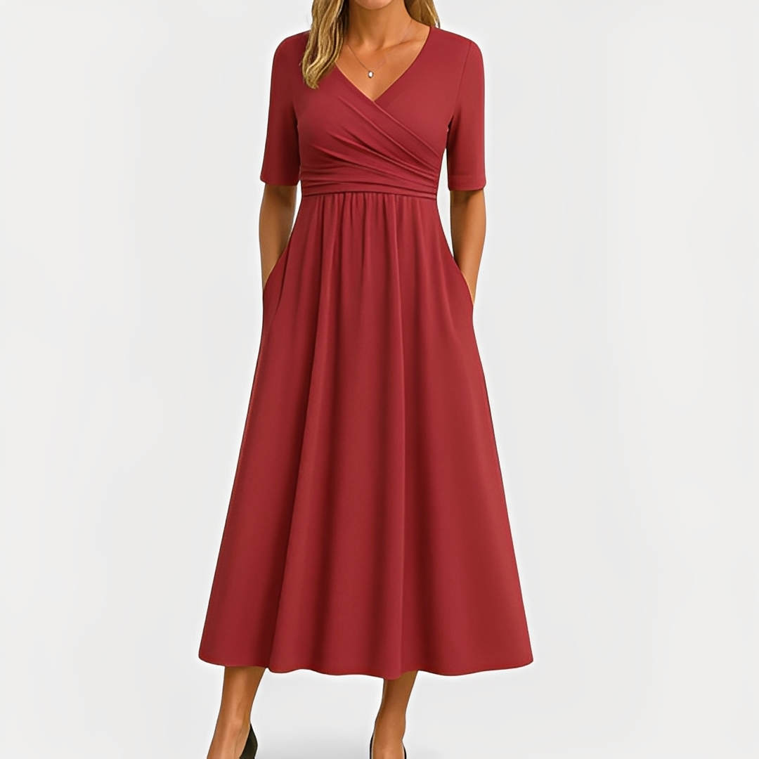 Maïka - Elegant Dress with V-Neck for Women