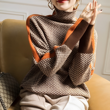 Aloisia - Gestreifter Rollkragenpullover für Damen