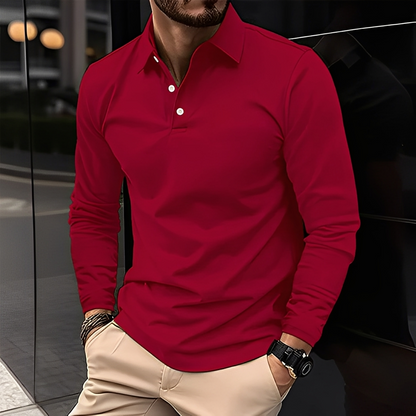 Dimitri - Classic men's polo shirt with long sleeves