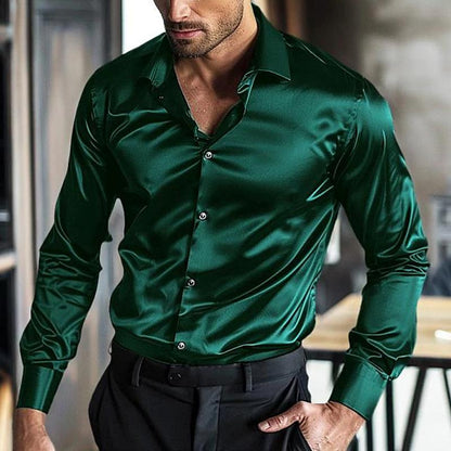 Elian – Shiny Satin Shirt for Men