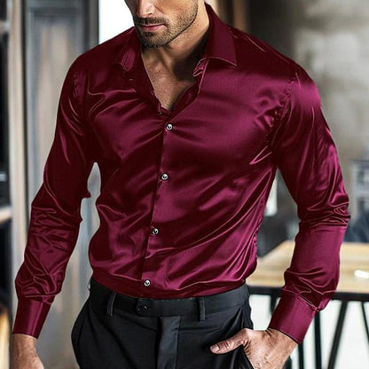 Elian – Shiny Satin Shirt for Men