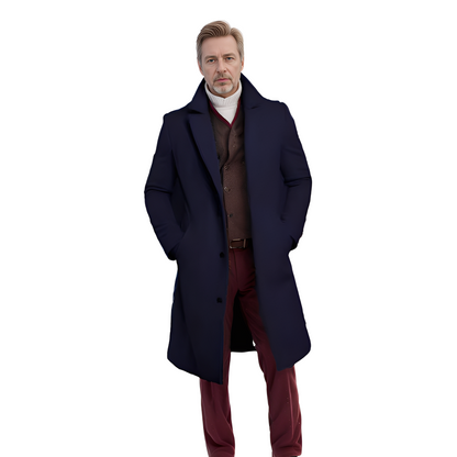 Evans - Elegant wool coat in mid-length for men