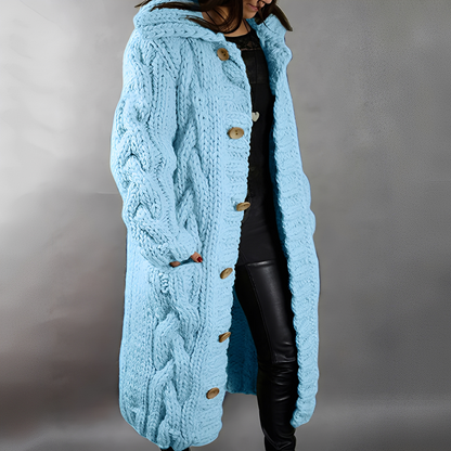 Arielle - Stylish and casually cut long wool cardigan for women