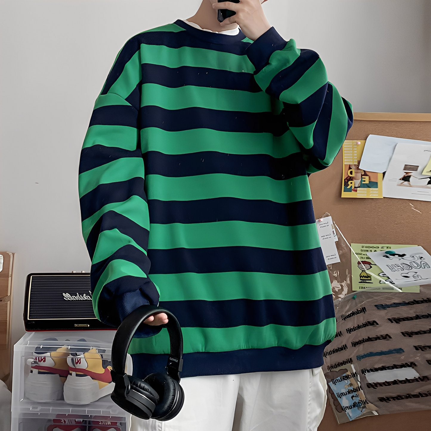 Christian - men's oversized sweater with stripes