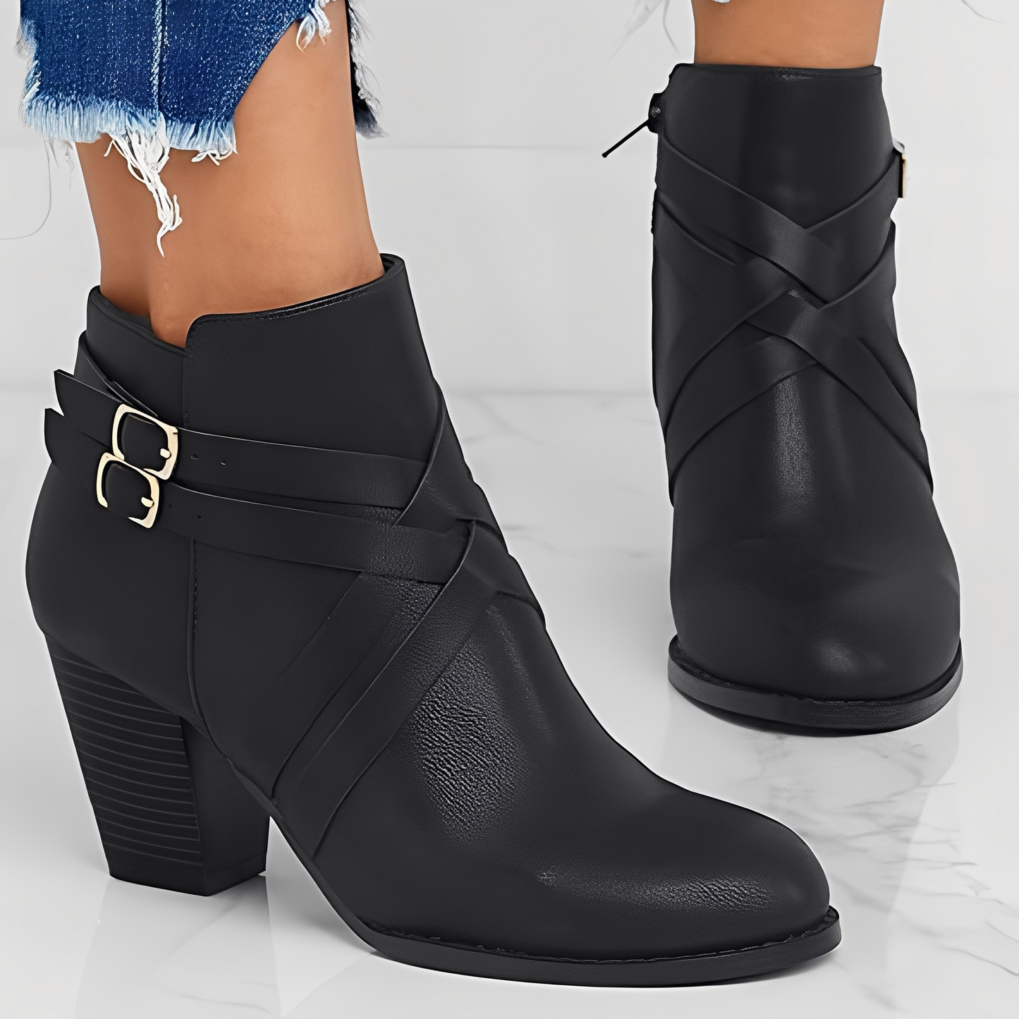 Sharon - women's ankle boots with high heel, fashionable and short
