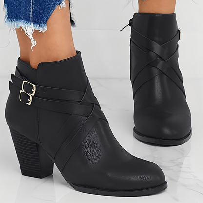 Sharon - women's ankle boots with high heel, fashionable and short