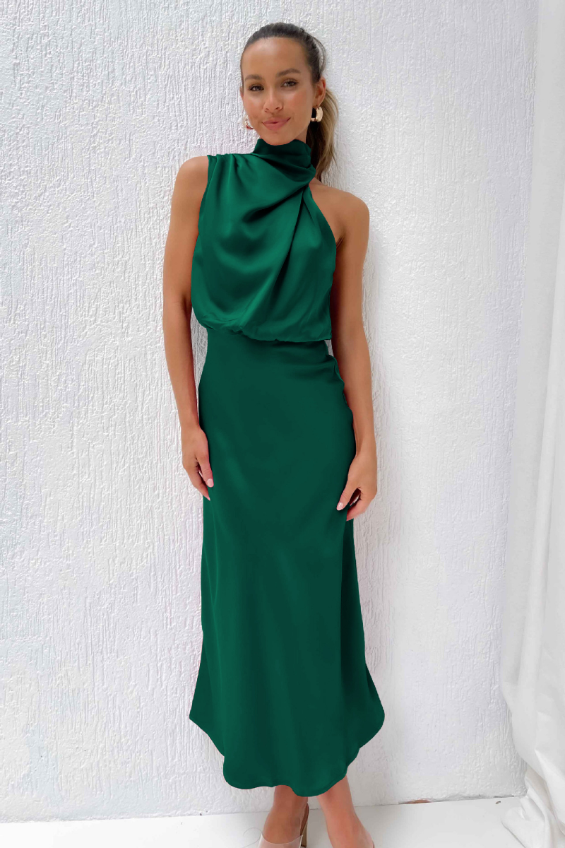 Elianna – Elegantes Midi-Kleid mit asymmetrischem Ausschnitt