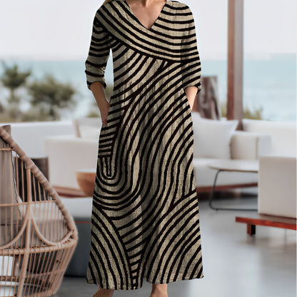 Simonne - Vintage women's dress with stripes