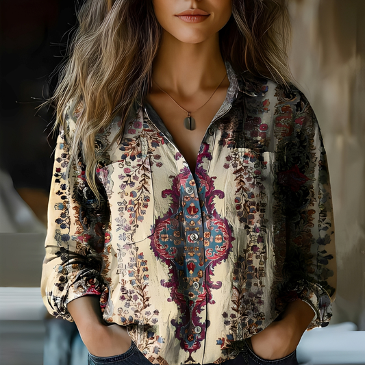 Roselyne - Loose women's blouse with stylish pattern