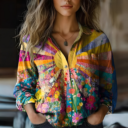 Roselyne - Loose women's blouse with stylish pattern