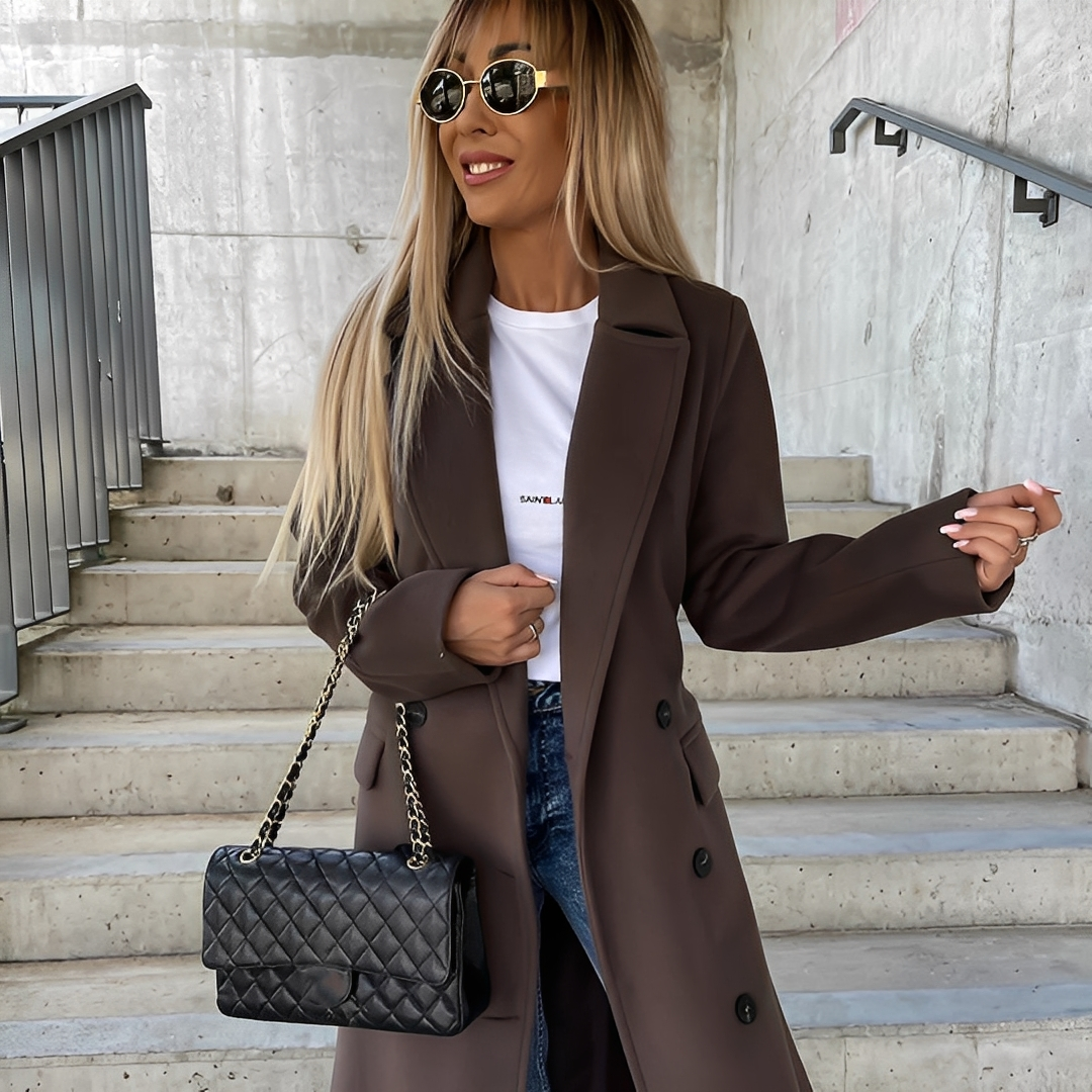 Lydie - women's trench coat with long sleeves in classic style