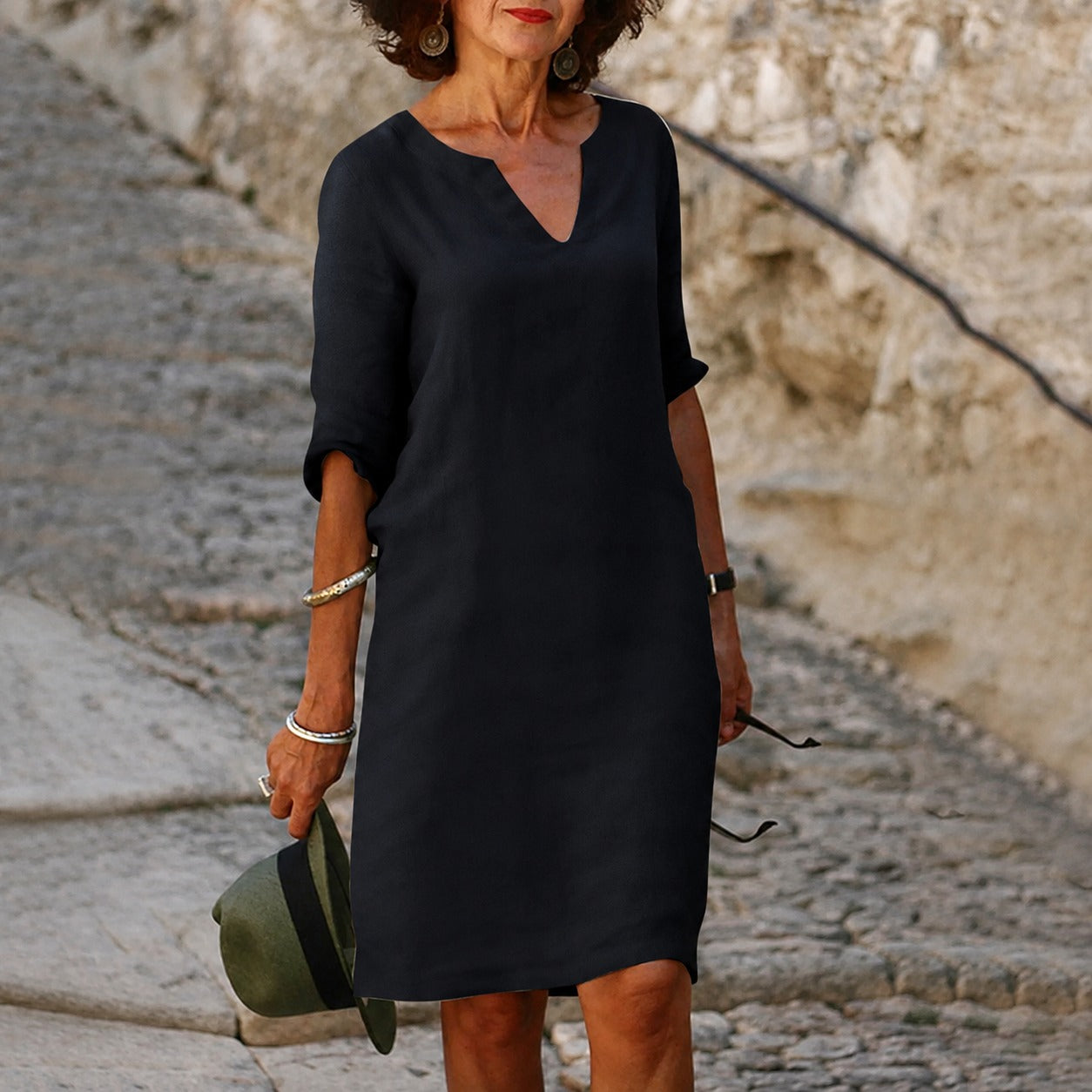 Sara - Elegantes, einfarbiges Kleid