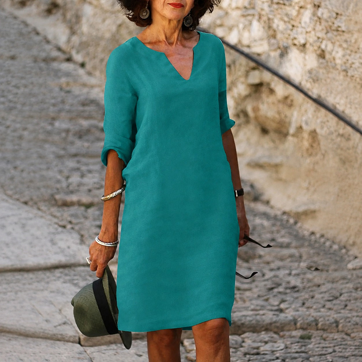 Sara - Elegantes, einfarbiges Kleid