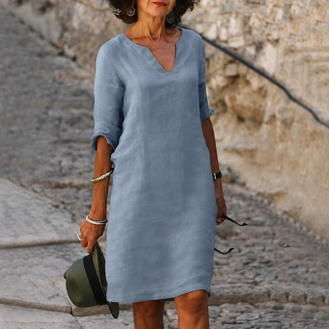 Sara - Elegantes, einfarbiges Kleid