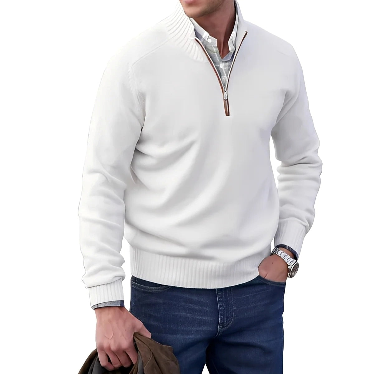 Gabriel - Lässiger Herrenpullover mit Reißverschluss
