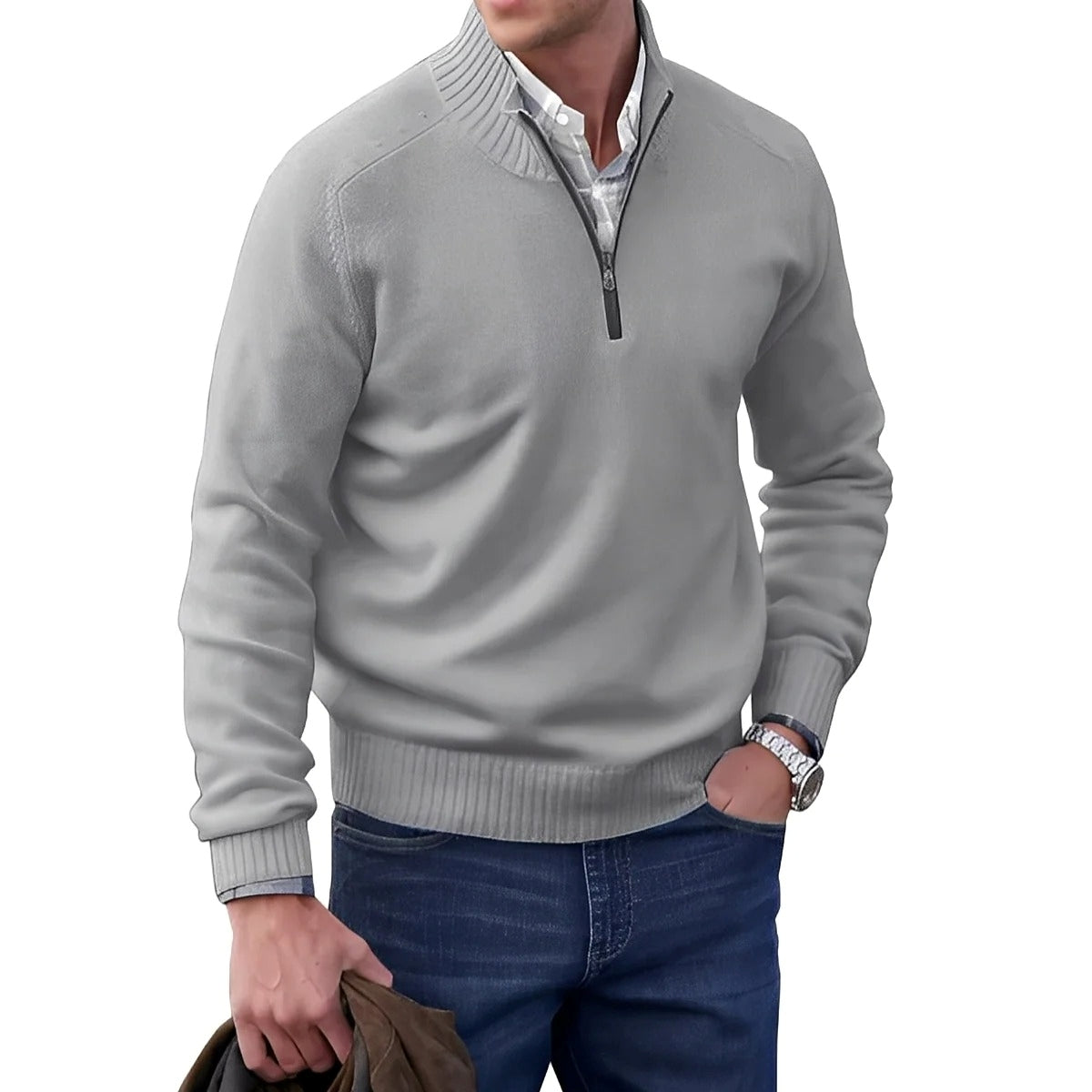 Gabriel - Lässiger Herrenpullover mit Reißverschluss
