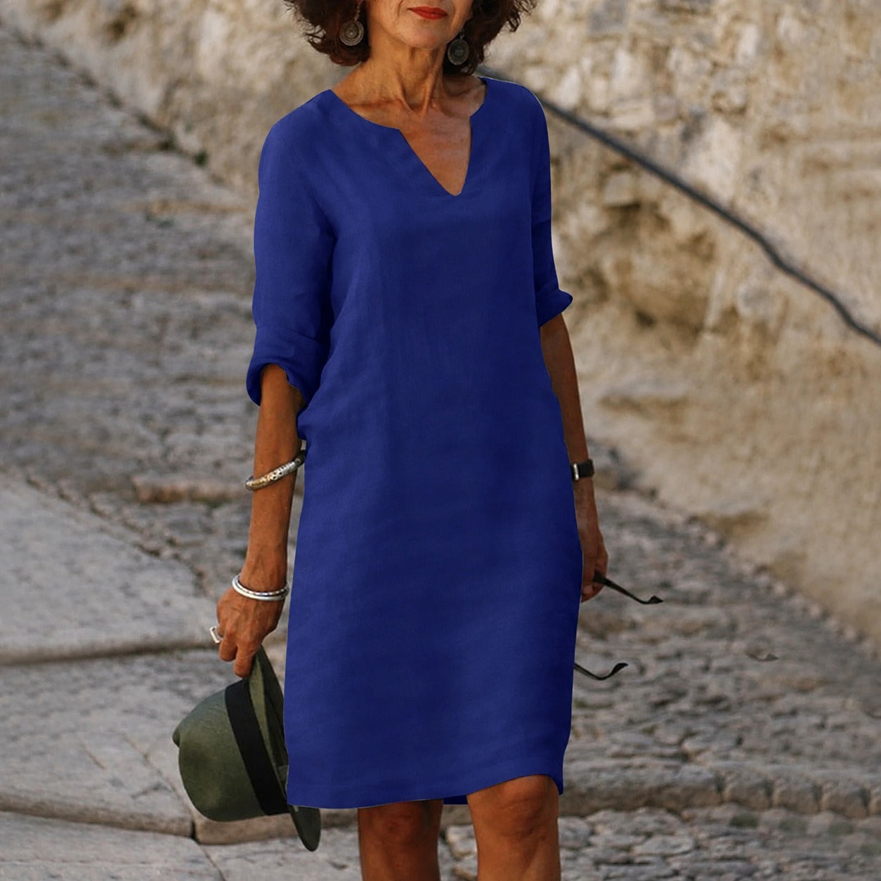 Sara - Elegantes, einfarbiges Kleid
